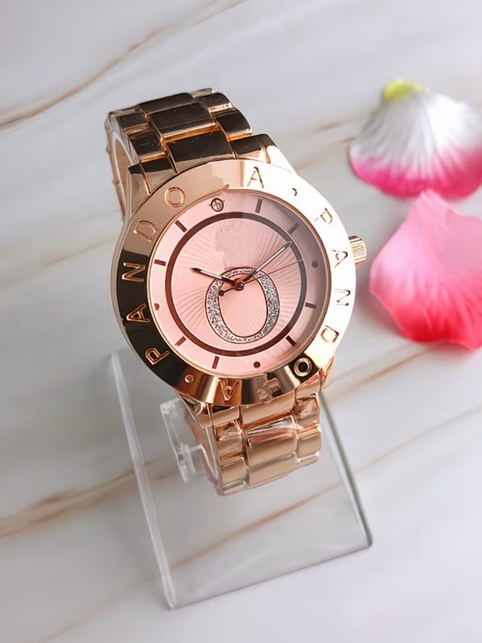 Pandora Rose Gold Tone Womens Watch  Pink Dial
